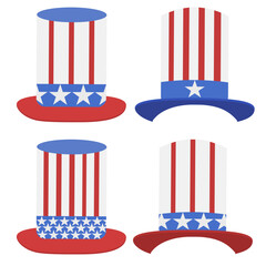 Uncle Sam Hat Vector Set — 4th of July Patriotic Top Hat Collection