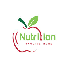 nutrition logo design apple word mark lettering healthy food