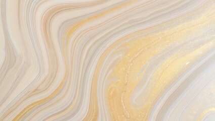 A luxurious fluid marble abstract background, with elegant gold veins flowing through a creamy beige and white stone texture pattern.