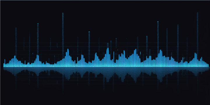 Blue sound wave vector illustration for music, audio, and technology designs, perfect for city-themed backdrops or business data visualizations