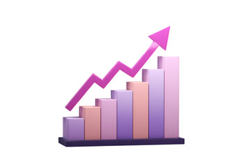 3D render of upward trending bar graph. Success, growth, profit.
