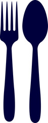 Spoon and fork silhouette. Cutlery silhouettes. Fork and spoon black icon. Vector utensil illustration restaurant symbols or label like concept cooking food