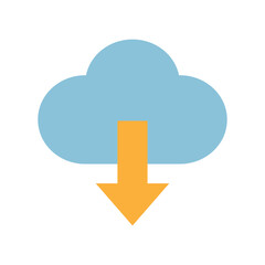 Vector illustration of a Cloud Download in flat style isolated in white background