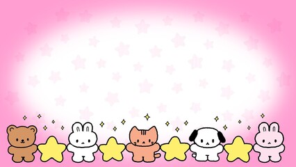 별을 들고 있는 귀여운 동물 캐릭터 유튜브 썸네일 배경