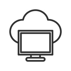 Vector illustration of a Cloud Computer in line style isolated in white background