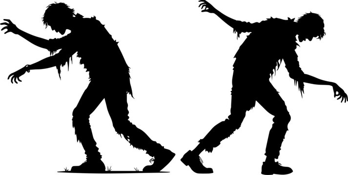 Walking Zombie Silhouette - Horror and Halloween Vector Illustration