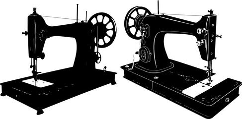 Vintage Silhouette of an Old-Fashioned Sewing Machine