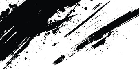 Vector grunge texture. Vector abstract brushstroke grunge minimalist ink stroke art background. Vector grunge brush strokes texture rough black scratches for wallpaper, paint splatter template, dirt. 