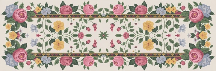 Elegant Vintage Floral Dupatta