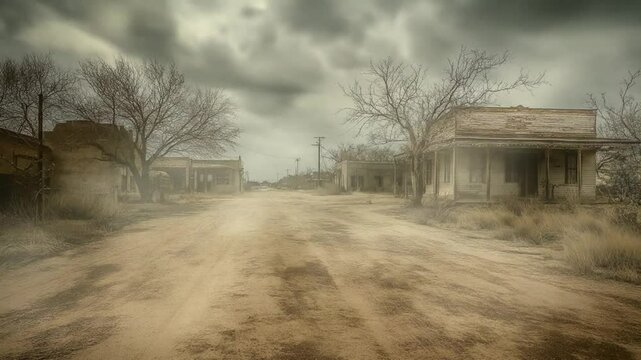 Forgotten dusty road in a desolate town