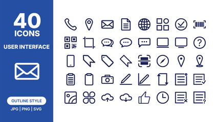 User Interface Components for Web and App Outline Icon Collection