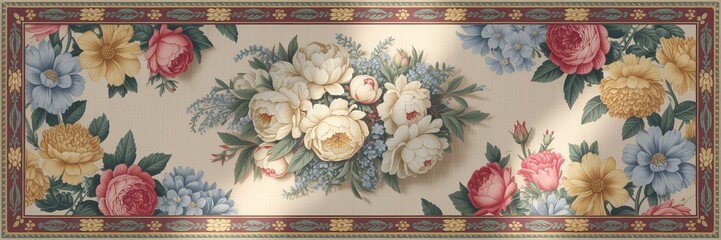 Elegant Vintage Floral Dupatta