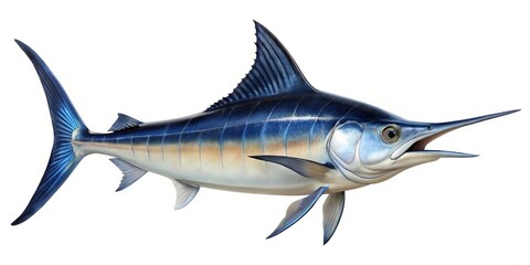 Obraz premium Majestic Marlin Profile Isolated Against White Background High Definition Image