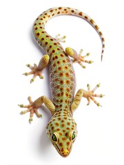 Obraz premium High angle shot of a brightly colored gecko on a white surface