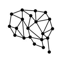 network neural brain icon, brain neurons line and dot