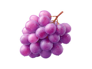 Fototapeta premium Beautiful bunch of fresh purple grapes glistens with water droplets against a transparent background, ideal for food themes.