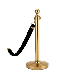 Retractable belt stanchion in gold with velvet rope
