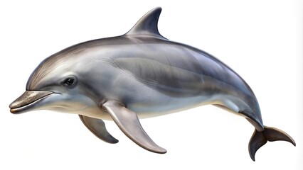 Obraz premium Beautiful dolphin in a side view on a white isolated background
