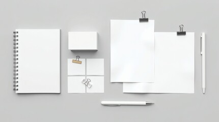 High-Angle Flat Lay View of Stationery Items and Notebooks