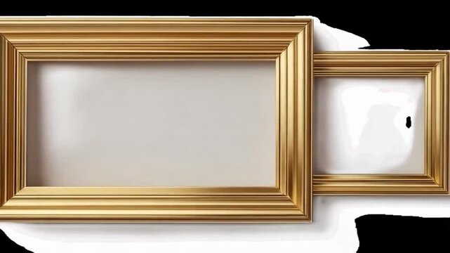 Gold Picture Frames on White Background