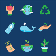 Mother Earth Day Awareness Icon Set
