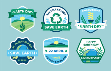 Mother Earth Day Badges with Flat Design Style