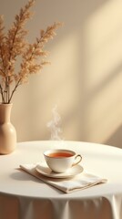 Fototapeta premium Vertical Layout with Warm Beverage – Poster for Lifestyle and Mindfulness