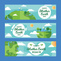 Mother Earth campaign illustration in the form of banners with various layouts