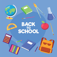 Back to school elements collection with flat design style