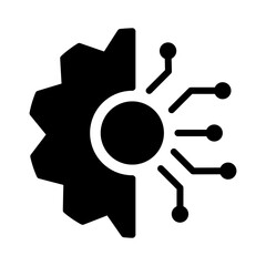 gear with circuit icon vector in transparent background