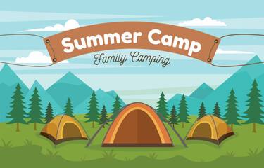 Illustration Summer Camp Family Camping Background