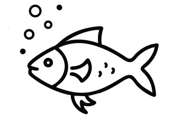 A cartoon vector illustration of a fish swimming underwater in the ocean, ideal for seafood and aquatic designs