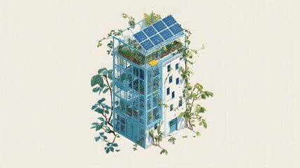 Urban Green Building Concept with Sustainable Features and Nature