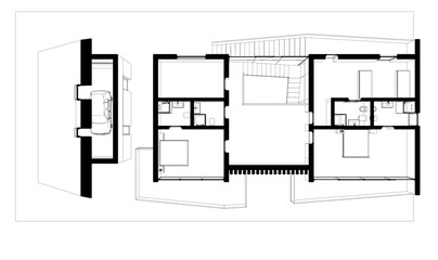 Modern house building sketch architectural 3d rendering