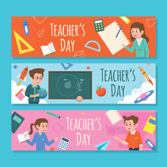 Teacher's day illustration with various types of layouts
