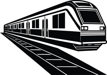 Vector art of modern train on the railway isolated on white background