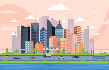 Beautiful cityscape illustration with amazing city buildings