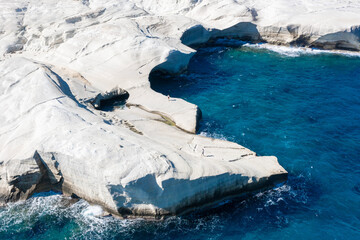 White chalk cliffs in Sarakiniko, Milos island, Cyclades, Greece
