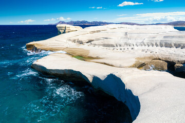 White chalk cliffs in Sarakiniko, Milos island, Cyclades, Greece
