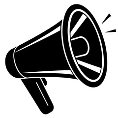 Megaphone Announcement Icon | Generative AI Vector & Linocut Silhouette Design