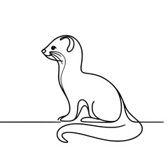 Obraz premium Simple line drawing of a sitting ferret with minimal detail 