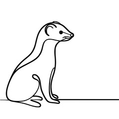 Fototapeta premium Single line outline illustration of a sitting meerkat 