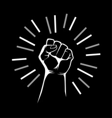 clenched fist illustration - symbol of victory, strength, power and solidarity flat vector icon for apps and websites isolated white background	
