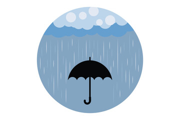 Seamless pattern of rain falling on umbrella, cartoon flat vector illustration with soft pastel tones for children&rsquo;s content, background art, and baby decor
