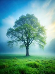 Fototapeta premium Blurred tree in misty morning