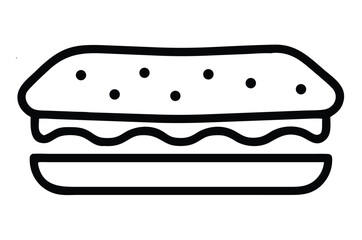 Vector cartoon illustration of various sandwiches including cheese, burger, and sausage on buns with meat, lettuce, and isolated fast food icons for lunch or dinner