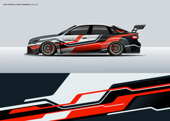 Car wrap design vector. Graphic abstract stripe racing background designs for wrap