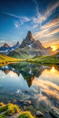 Serene Mountain Landscape With Sunrise