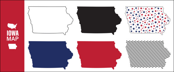 Iowa Map Vector Set