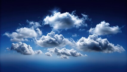 Clouds drifting lazily across a dark blue sky with scattered white and gray wisps